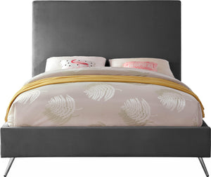 Jasmine Grey Velvet Queen Bed - Furnish 4 Less 98 (NY)*