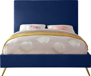 Jasmine Navy Velvet Queen Bed - Furnish 4 Less 98 (NY)*