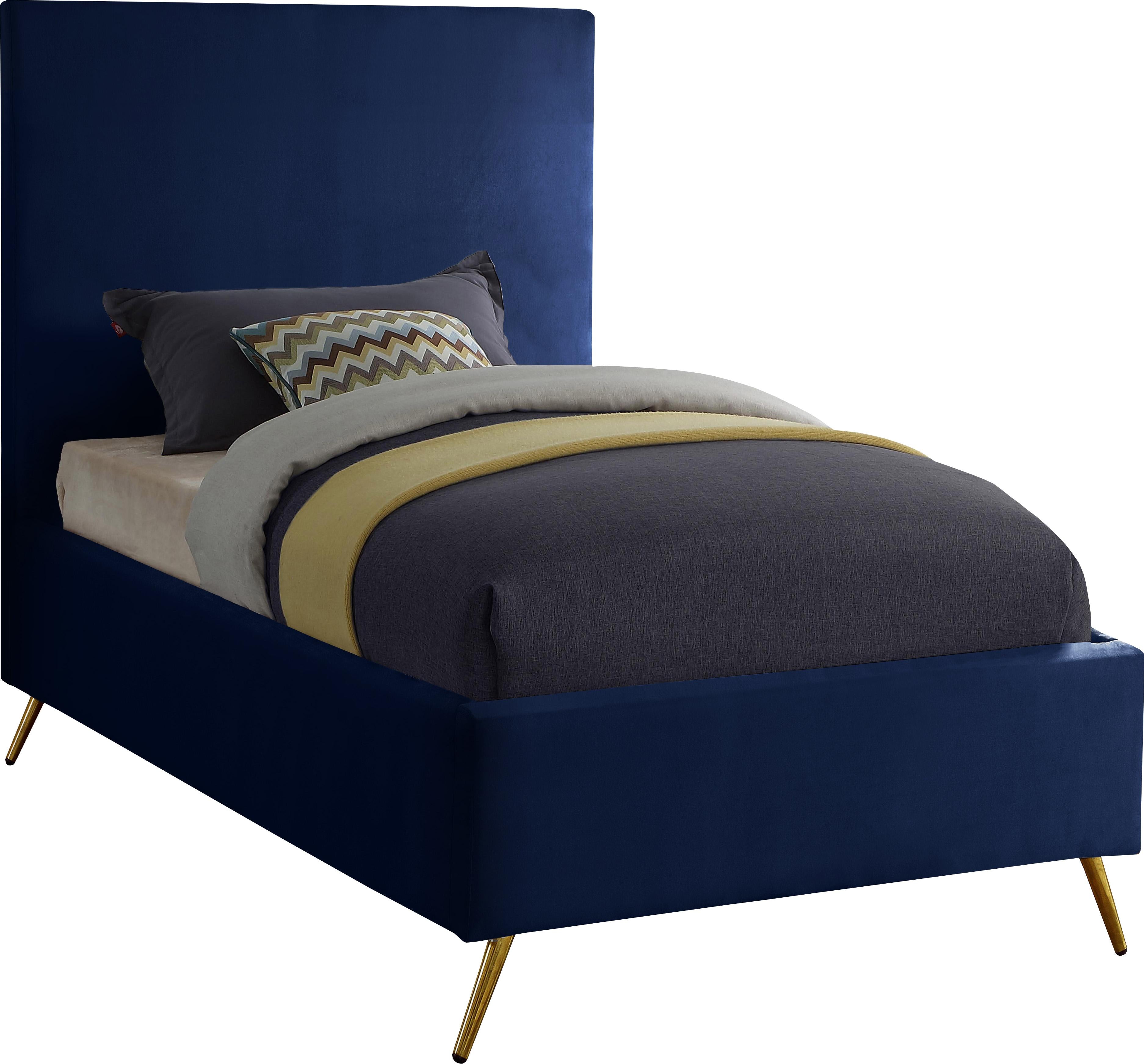 Jasmine Navy Velvet Twin Bed