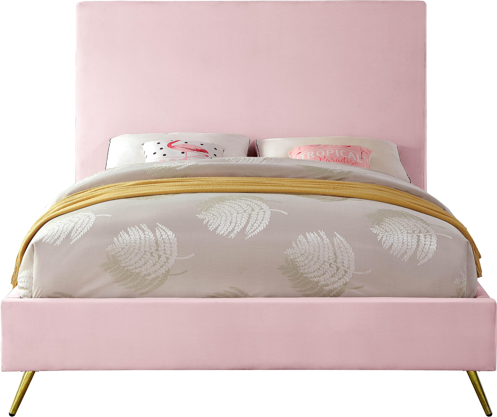 Jasmine Pink Velvet Full Bed - Furnish 4 Less 98 (NY)*