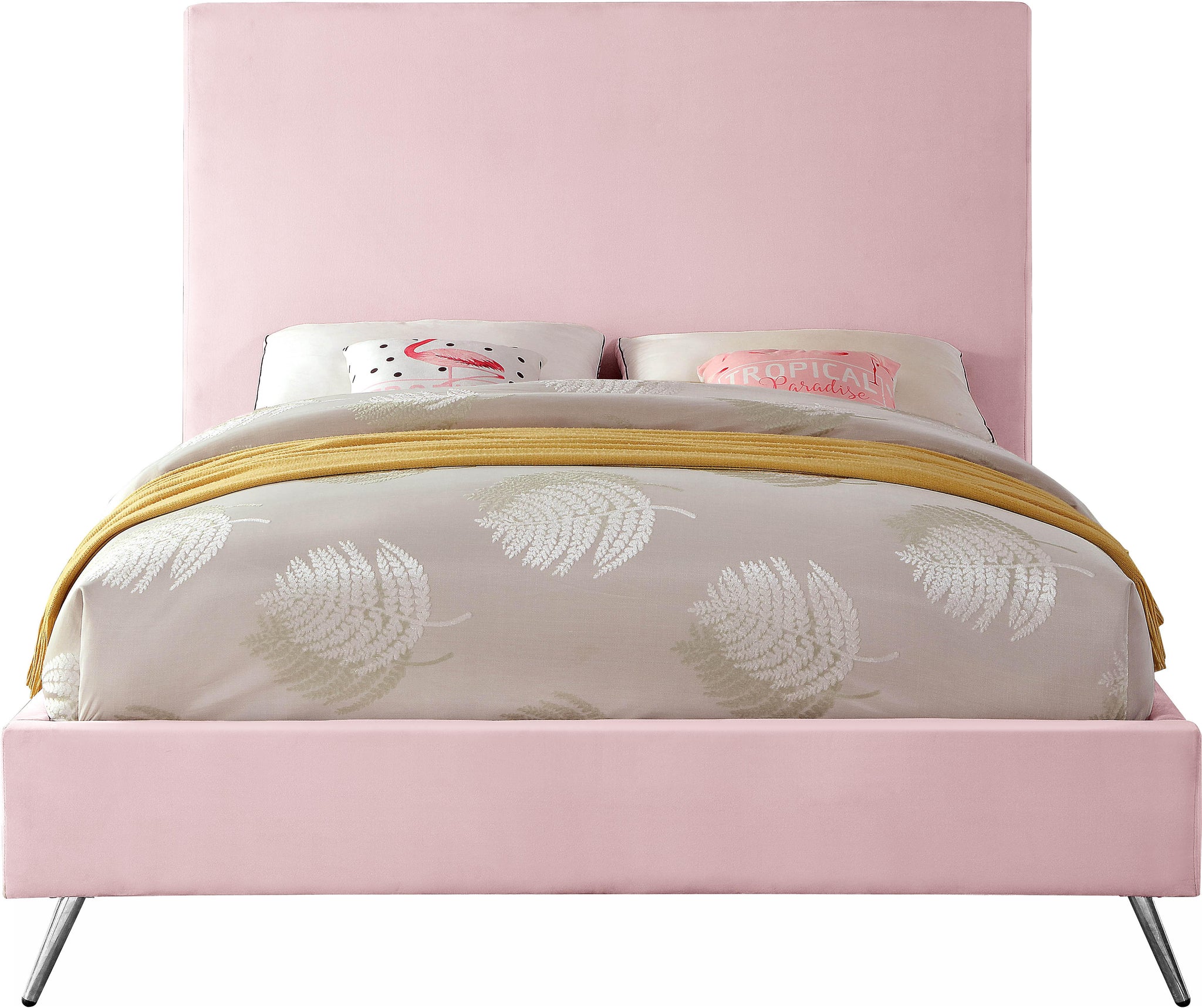 Jasmine Pink Velvet King Bed - Furnish 4 Less 98 (NY)*