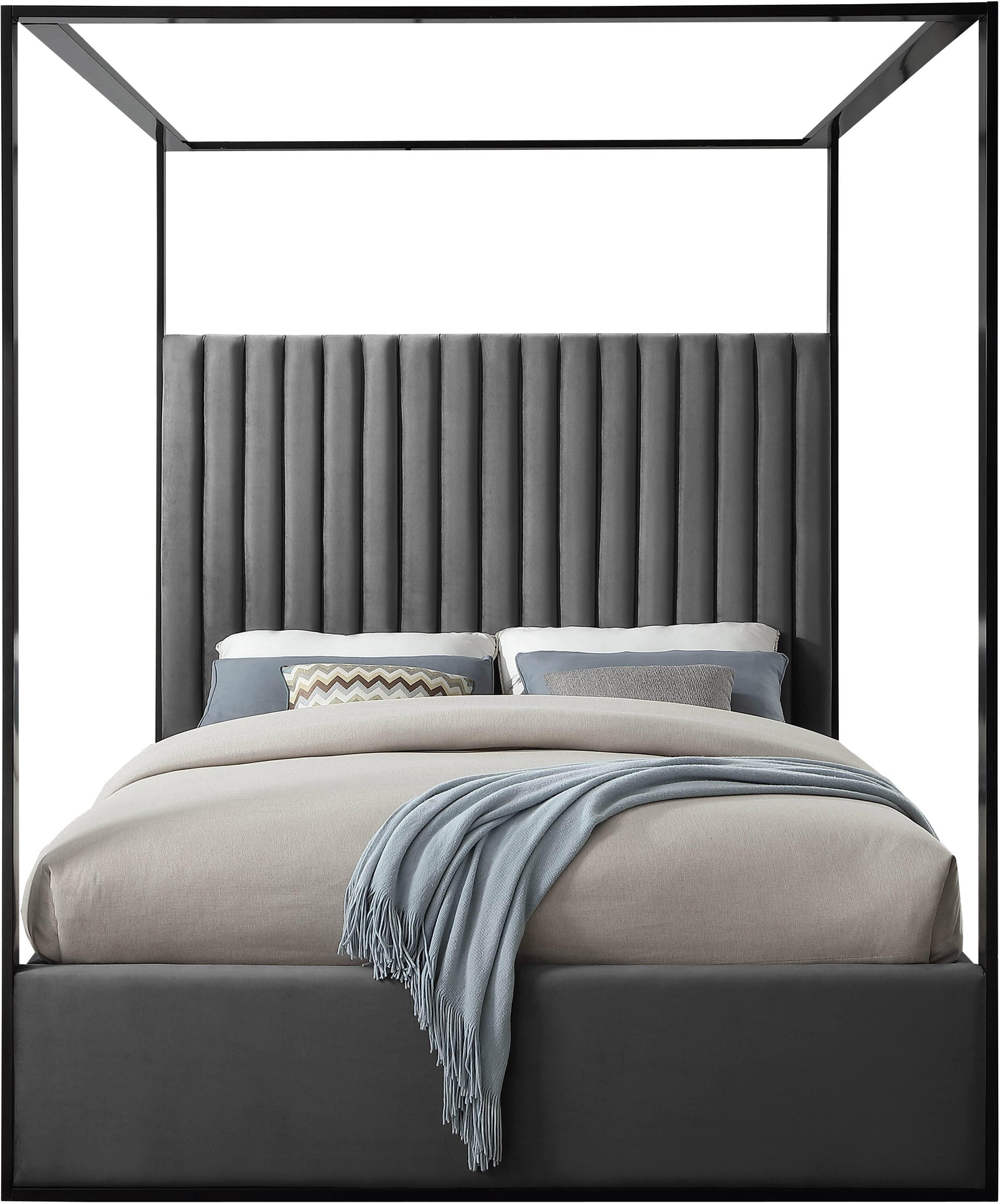 Jax Grey Velvet King Bed - Furnish 4 Less 98 (NY)*