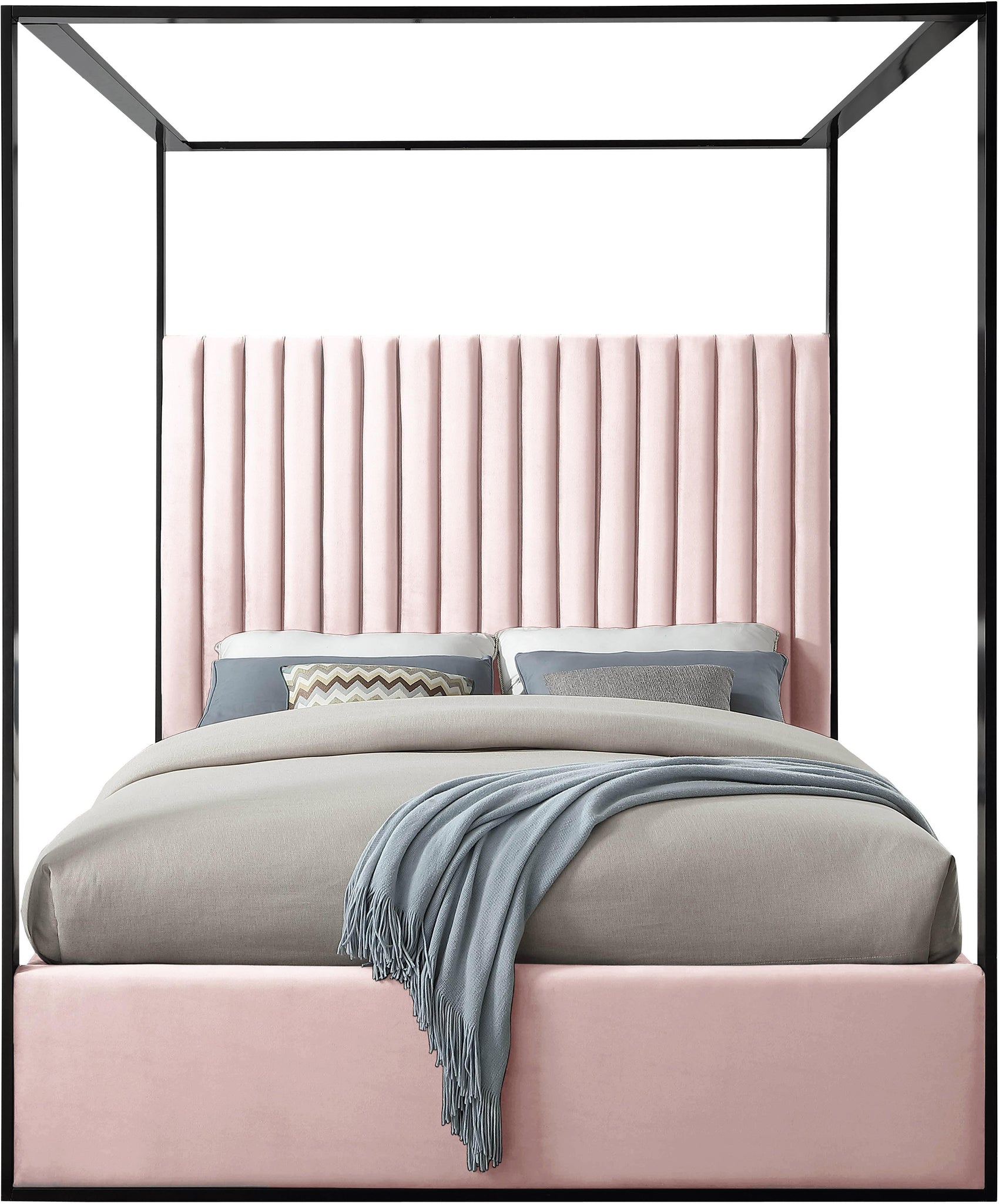 Jax Pink Velvet Queen Bed - Furnish 4 Less 98 (NY)*