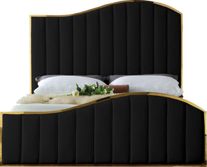 Jolie Black Velvet Queen Bed (3 Boxes) - Furnish 4 Less 98 (NY)*