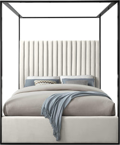 Jax Cream Velvet Queen Bed - Furnish 4 Less 98 (NY)*