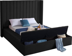 Kiki Black Velvet King Bed (3 Boxes) - Furnish 4 Less 98 (NY)*