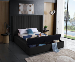 Kiki Black Velvet Full Bed (3 Boxes) - Furnish 4 Less 98 (NY)*