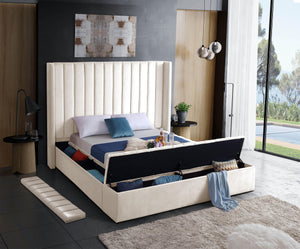 Kiki Cream Velvet King Bed (3 Boxes) - Furnish 4 Less 98 (NY)*