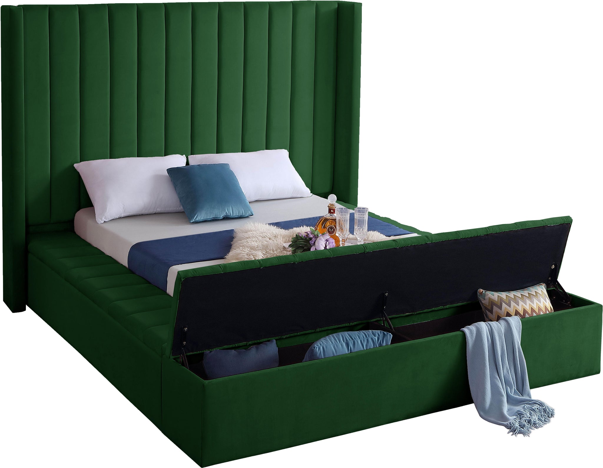 Kiki Green Velvet Full Bed (3 Boxes) - Furnish 4 Less 98 (NY)*