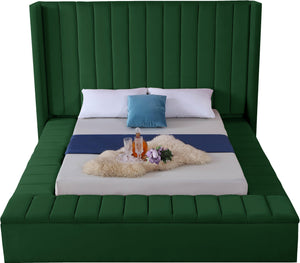 Kiki Green Velvet Queen Bed (3 Boxes) - Furnish 4 Less 98 (NY)*