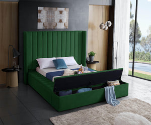 Kiki Green Velvet Queen Bed (3 Boxes) - Furnish 4 Less 98 (NY)*