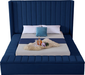 Kiki Navy Velvet Full Bed (3 Boxes) - Furnish 4 Less 98 (NY)*