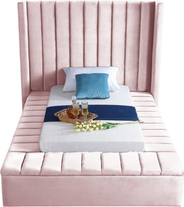 Kiki Pink Velvet Twin Bed (3 Boxes) - Furnish 4 Less 98 (NY)*