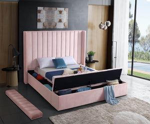 Kiki Pink Velvet Full Bed (3 Boxes) - Furnish 4 Less 98 (NY)*