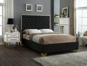 Lana Black Velvet Queen Bed - Furnish 4 Less 98 (NY)*