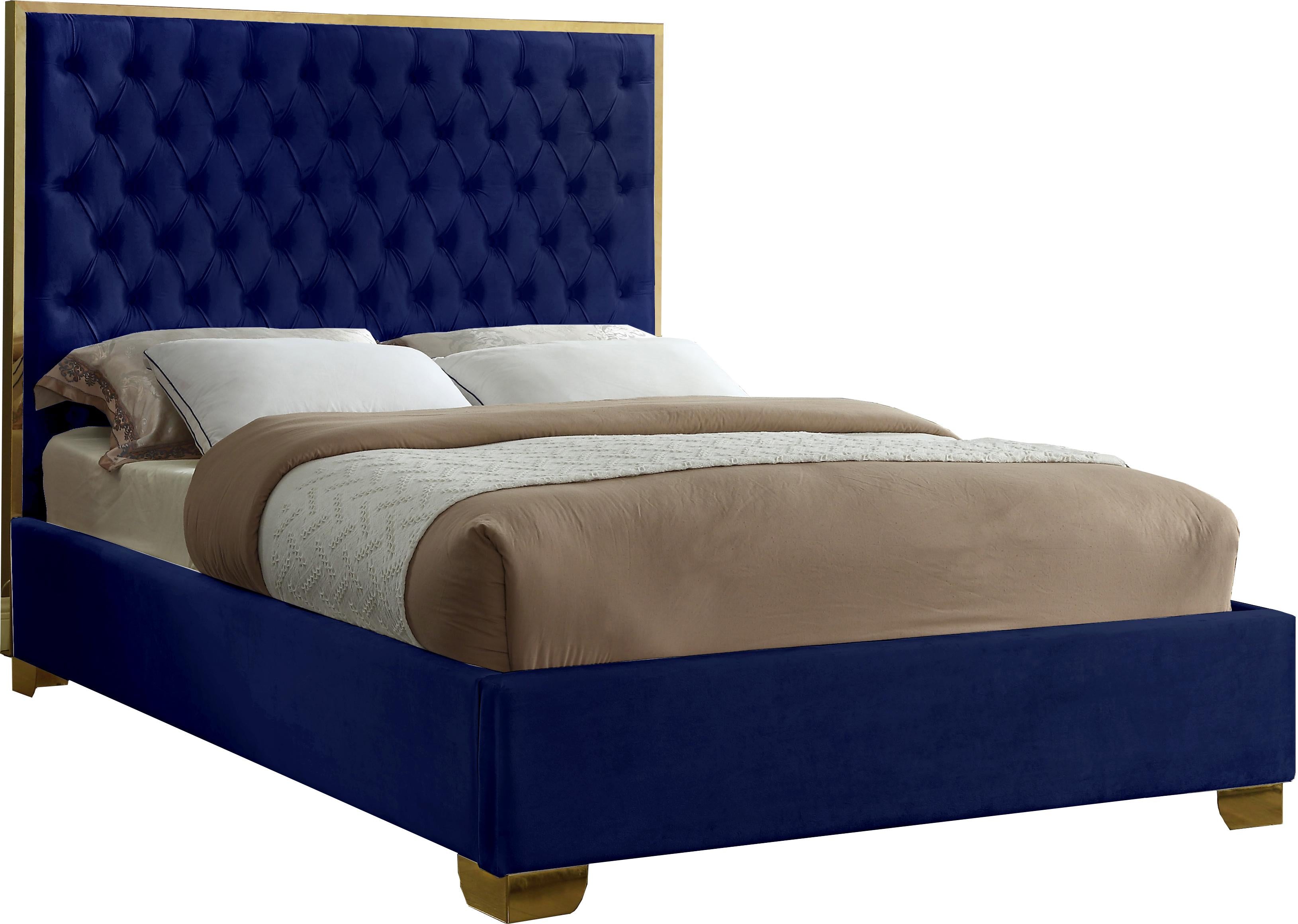 Lana Navy Velvet King Bed