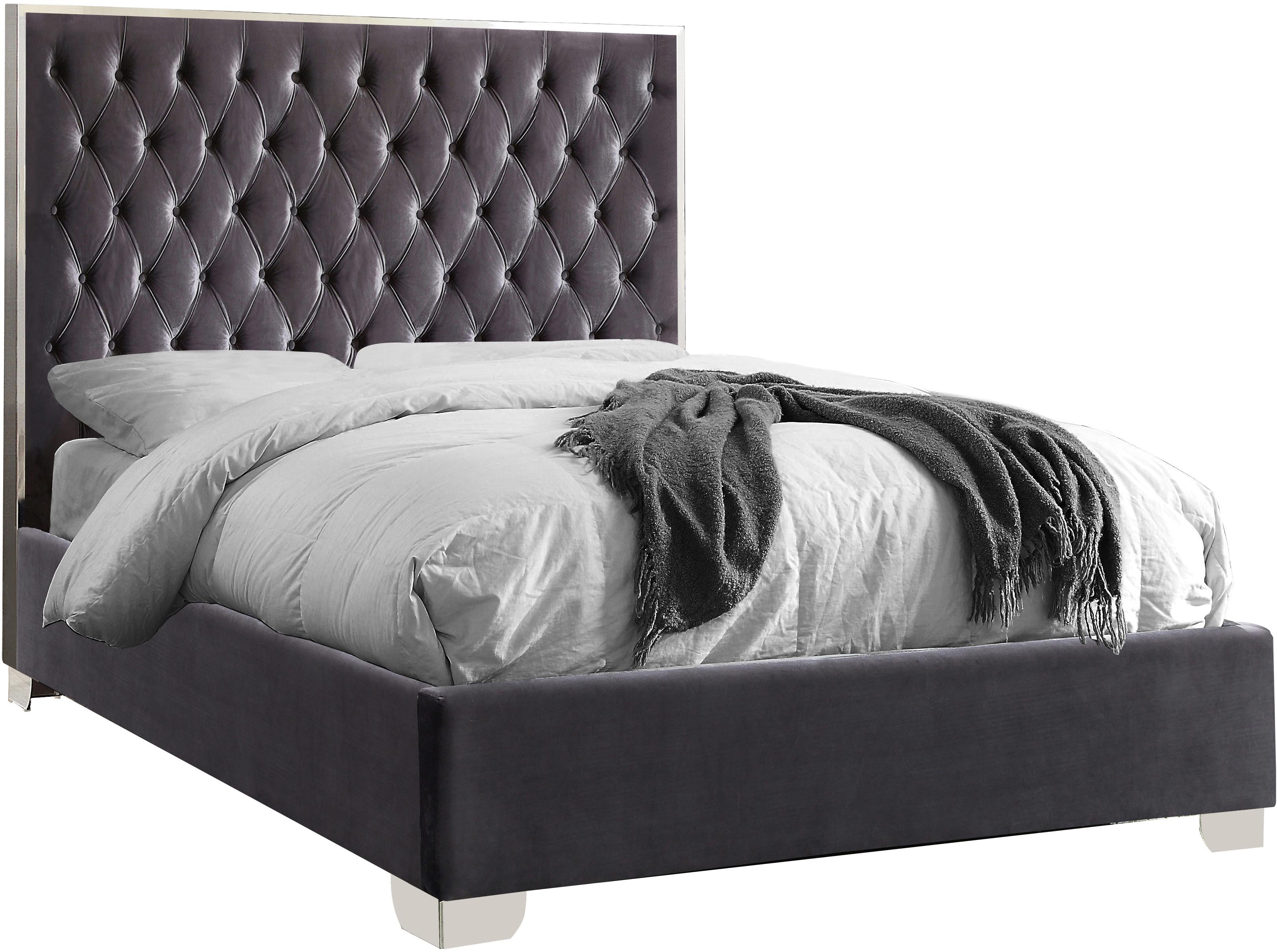 Lexi Grey Velvet King Bed