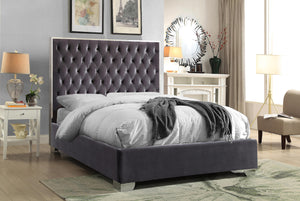 Lexi Grey Velvet King Bed - Furnish 4 Less 98 (NY)*