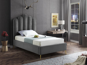 Lily Grey Velvet Twin Bed - Furnish 4 Less 98 (NY)*