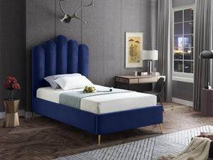 Lily Navy Velvet Twin Bed - Furnish 4 Less 98 (NY)*