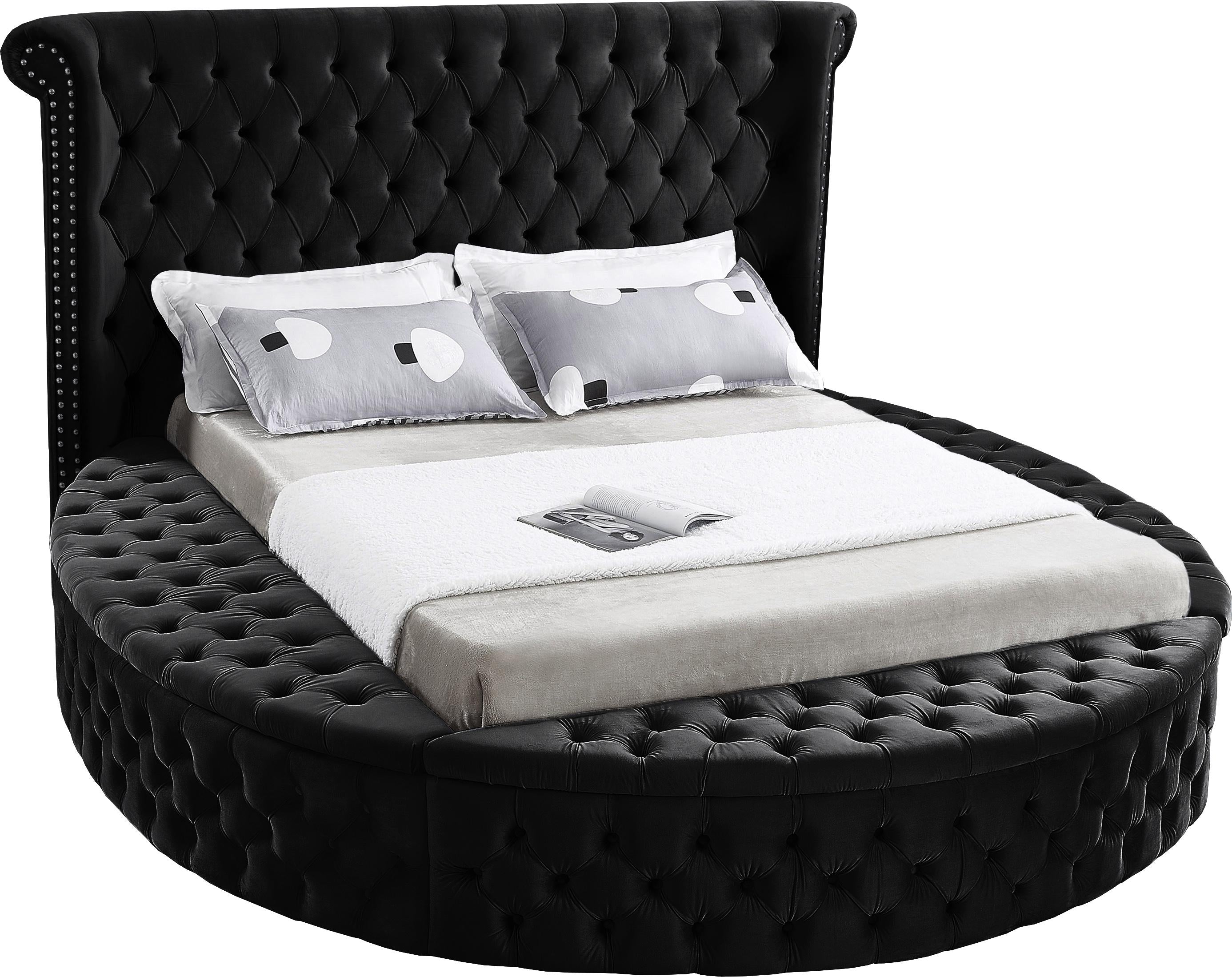 Luxus Black Velvet Queen Bed (3 Boxes)