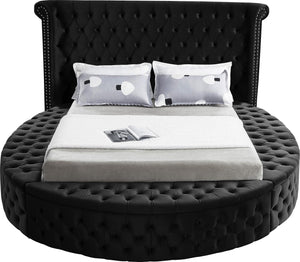 Luxus Black Velvet King Bed (3 Boxes) - Furnish 4 Less 98 (NY)*