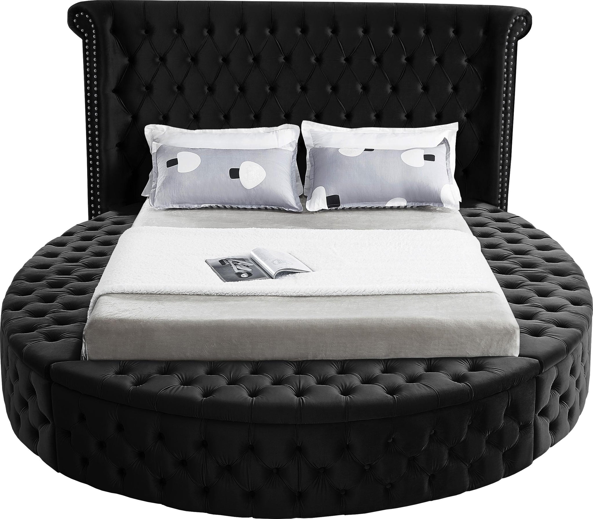 Luxus Black Velvet Full Bed (3 Boxes) - Furnish 4 Less 98 (NY)*