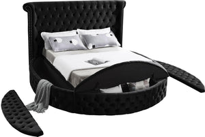 Luxus Black Velvet Queen Bed (3 Boxes) - Furnish 4 Less 98 (NY)*