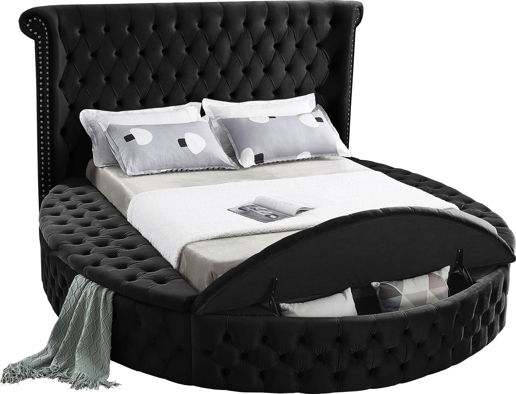 Luxus Black Velvet Full Bed (3 Boxes) - Furnish 4 Less 98 (NY)*