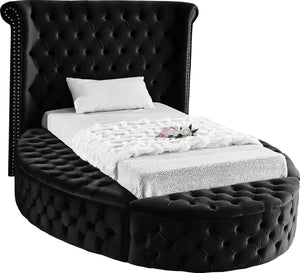 Luxus Black Velvet Twin Bed (3 Boxes) image