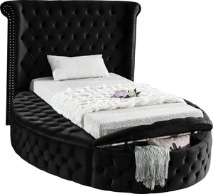 Luxus Black Velvet Twin Bed (3 Boxes) - Furnish 4 Less 98 (NY)*