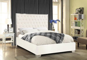 Lexi White Velvet Queen Bed - Furnish 4 Less 98 (NY)*