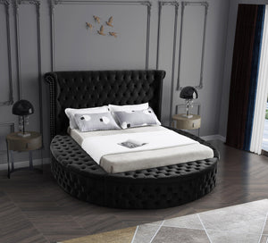 Luxus Black Velvet King Bed (3 Boxes) - Furnish 4 Less 98 (NY)*