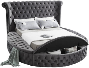 Luxus Grey Velvet Queen Bed (3 Boxes) - Furnish 4 Less 98 (NY)*