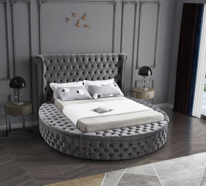 Luxus Grey Velvet Full Bed (3 Boxes) - Furnish 4 Less 98 (NY)*