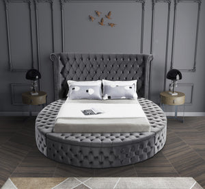 Luxus Grey Velvet Full Bed (3 Boxes) - Furnish 4 Less 98 (NY)*