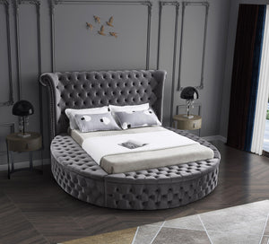 Luxus Grey Velvet Queen Bed (3 Boxes) - Furnish 4 Less 98 (NY)*