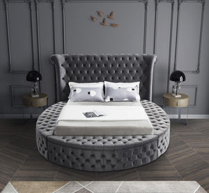 Luxus Grey Velvet King Bed (3 Boxes) - Furnish 4 Less 98 (NY)*