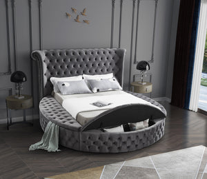 Luxus Grey Velvet King Bed (3 Boxes) - Furnish 4 Less 98 (NY)*