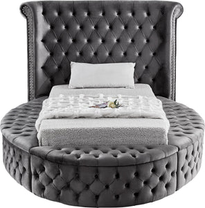 Luxus Grey Velvet Twin Bed (3 Boxes) - Furnish 4 Less 98 (NY)*