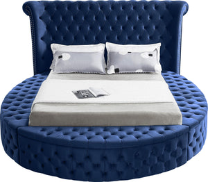 Luxus Navy Velvet King Bed (3 Boxes) - Furnish 4 Less 98 (NY)*