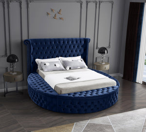 Luxus Navy Velvet King Bed (3 Boxes) - Furnish 4 Less 98 (NY)*