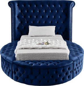 Luxus Navy Velvet Twin Bed (3 Boxes) - Furnish 4 Less 98 (NY)*