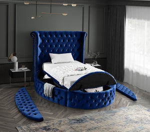 Luxus Navy Velvet Twin Bed (3 Boxes) - Furnish 4 Less 98 (NY)*