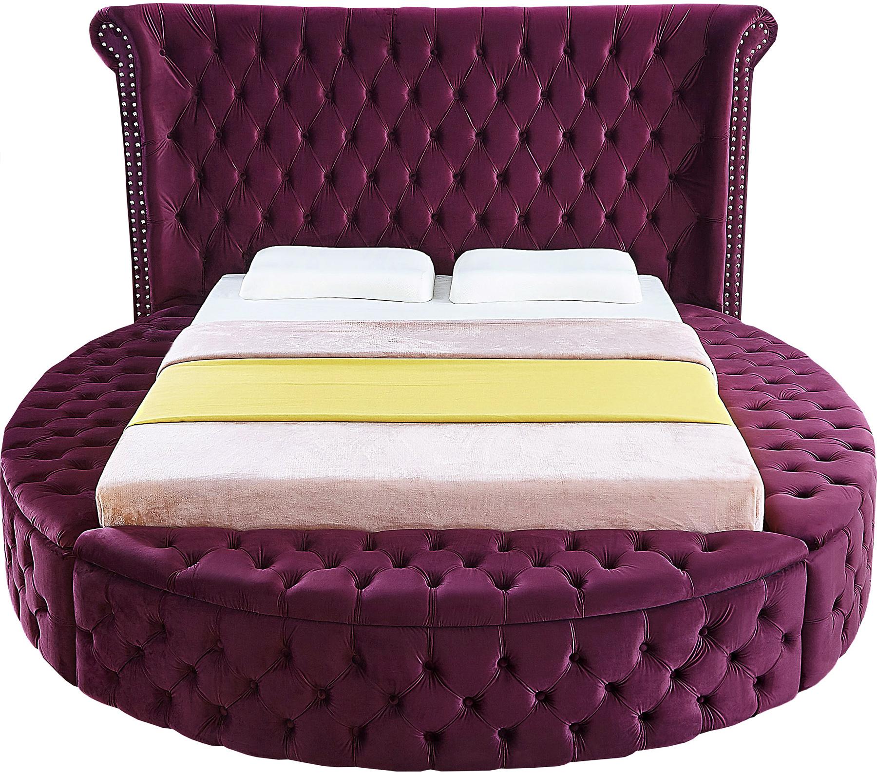 Luxus Purple Velvet Queen Bed - Furnish 4 Less 98 (NY)*