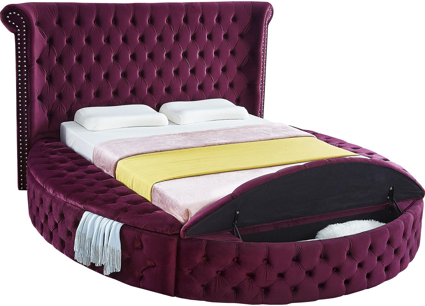 Luxus Purple Velvet Queen Bed - Furnish 4 Less 98 (NY)*