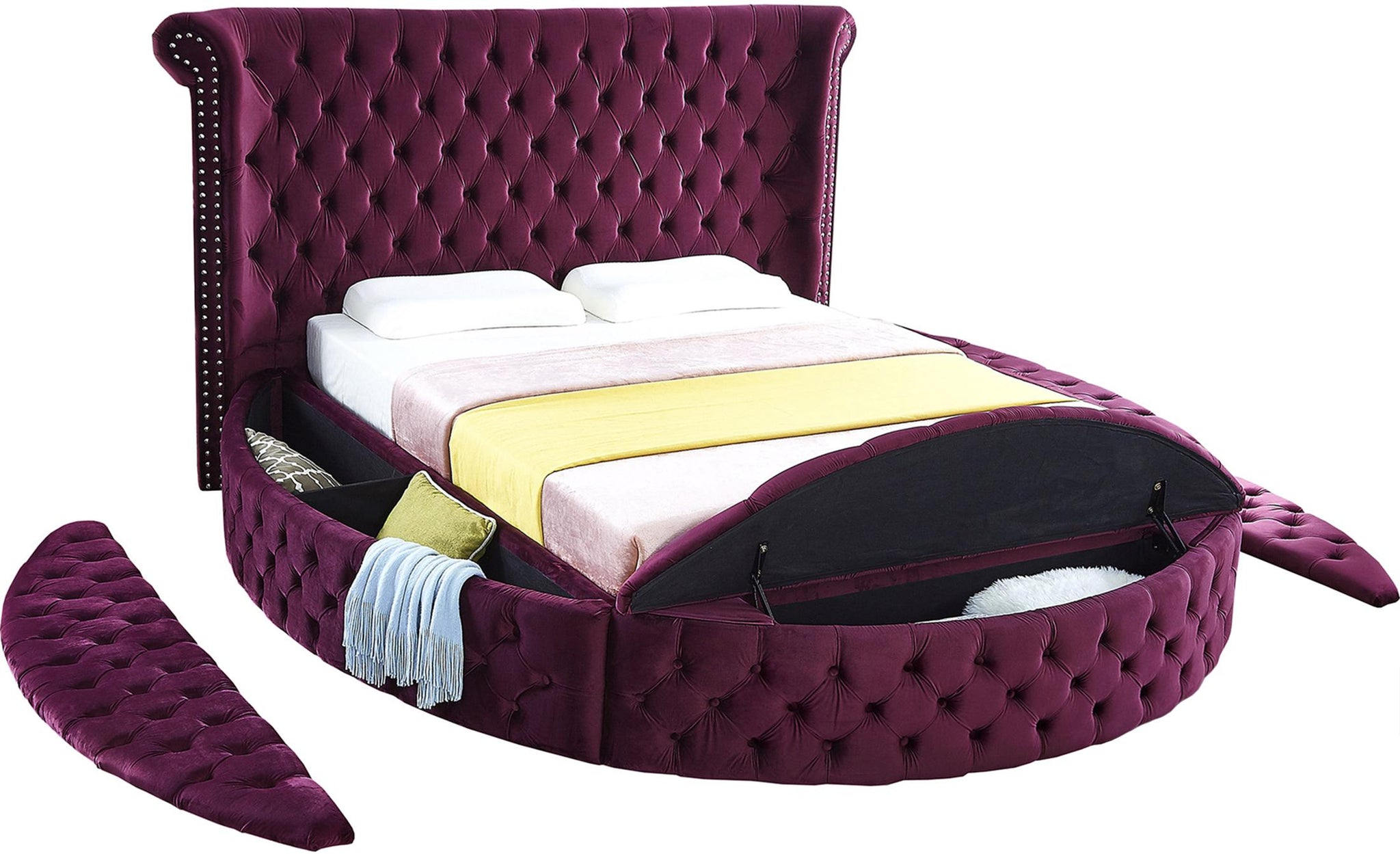 Luxus Purple Velvet Full Bed - Furnish 4 Less 98 (NY)*