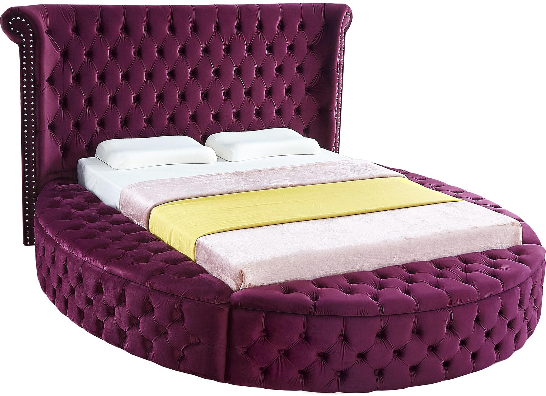 Luxus Purple Velvet Queen Bed