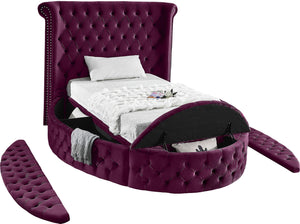 Luxus Purple Velvet Twin Bed - Furnish 4 Less 98 (NY)*