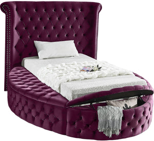 Luxus Purple Velvet Twin Bed - Furnish 4 Less 98 (NY)*